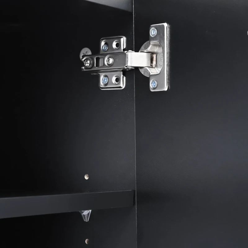 Modern TV Stand for TVs Up to 70'' with 2 Tempered Glass Shelves, LED Lights, High Gloss Entertainment Center, 61" L x 17" W x 19" H, Black