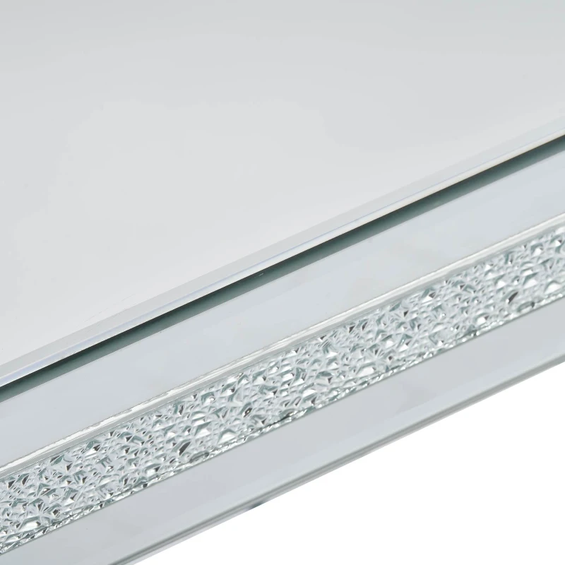 Vinsetto Set of 3 Fashionable Modern Glass Mirrored Coffee Table with 2 End Tables, Crystal Cocktail Table for Apartment, Easy Assembly, Silver