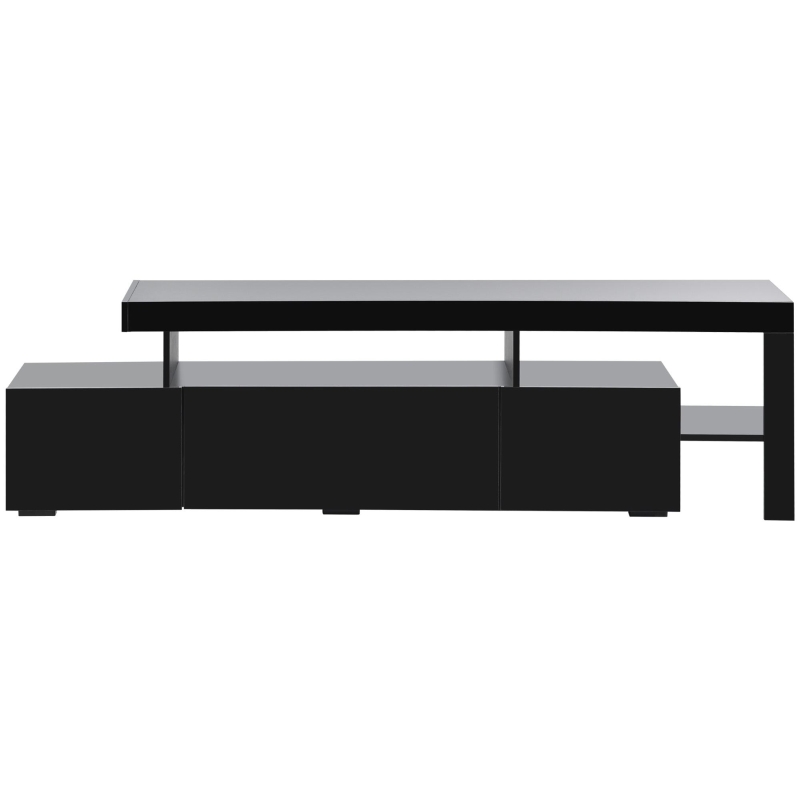 Vinsetto Modern 16-Color LED TV Stand Fits Up to 70" TV, High Gloss Entertainment Center with DVD Shelf, 73" L x 15.5" W x 19.5" H, Black