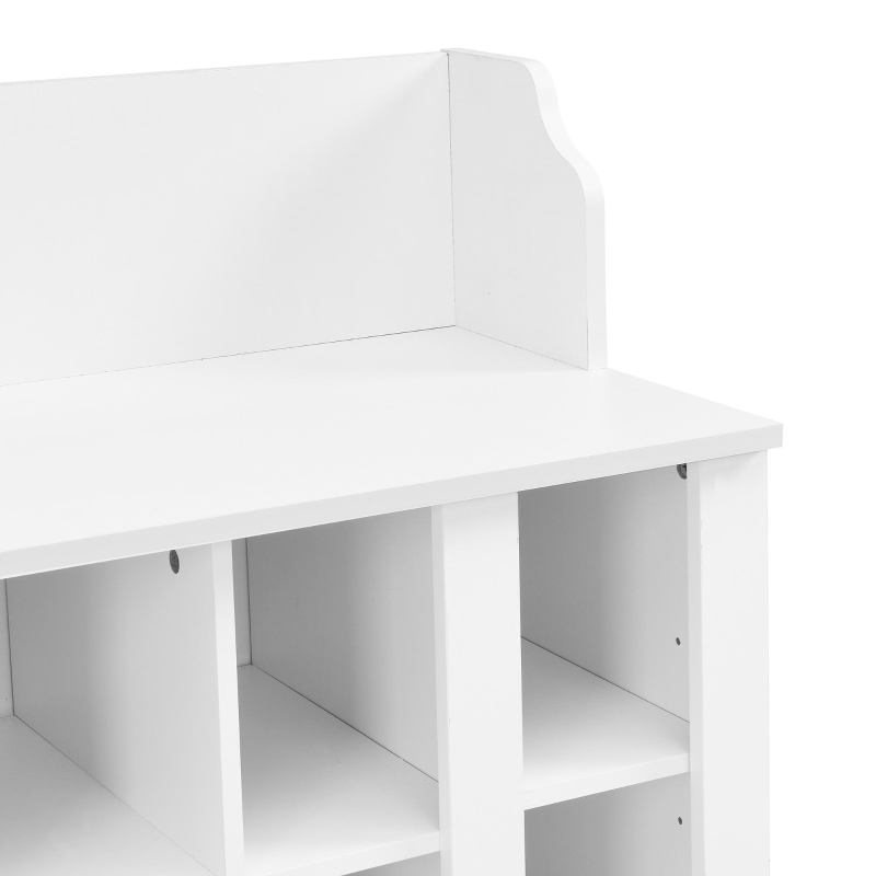 Shoe Cabinet Storage with Shelves and 4 Hooks, Elegant Hall Tree with Wall Mounted Coat Rack, Entryway Organizer for Hallway, Mudroom, White