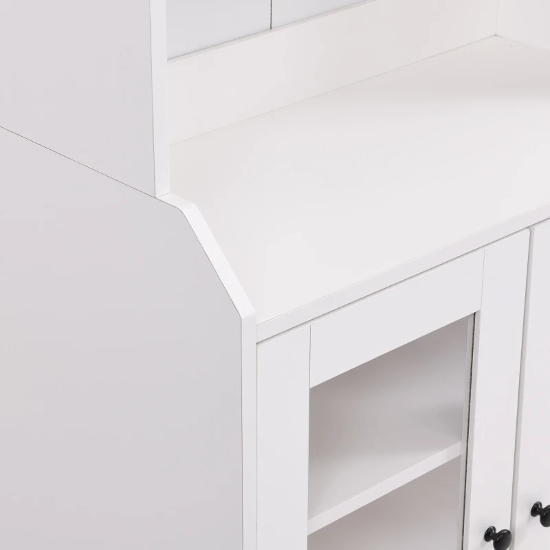 Elegant Tall Cabinet with Acrylic Door, Adjustable Shelves, and Graceful Curves, 27.5" L x 14.5" W x 78.5" H, White