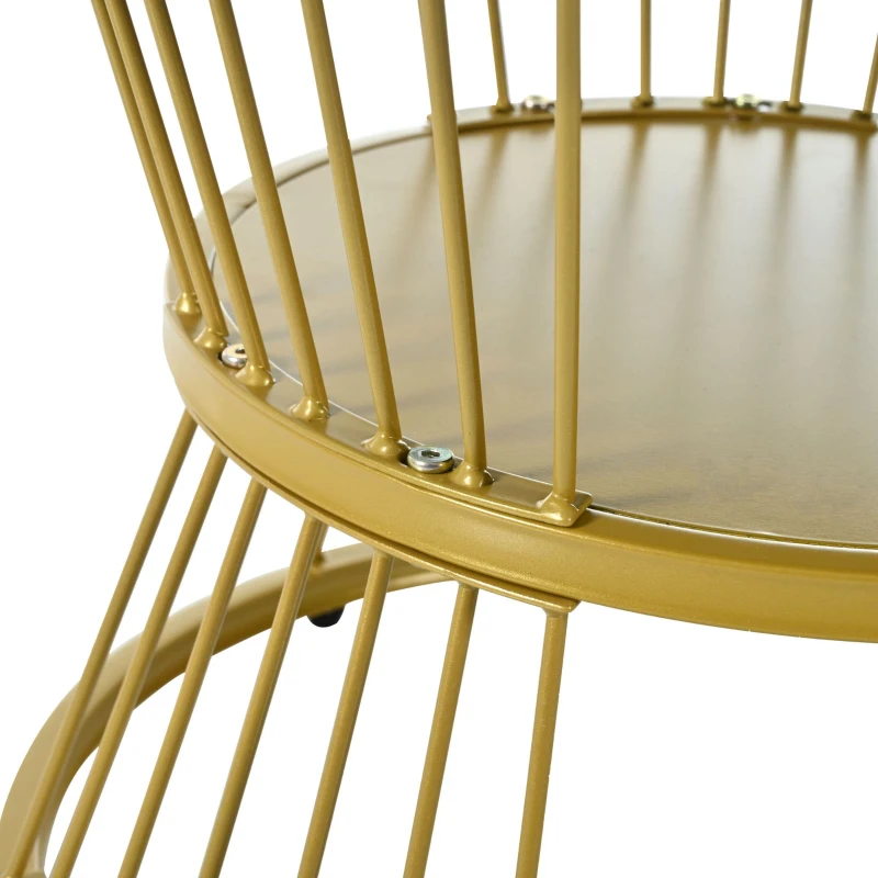 Nesting Coffee Table Set of 2 with Marble Grain Top and Golden Iron Frame, Space-Saving Design, Easy Assembly, White+Gold