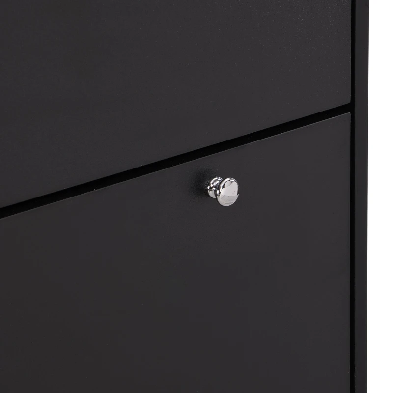 Vinsetto Narrow Design Shoe Cabinet with 3 Flip Drawers, Wood Grain Top, Adjustable Shelves, and 3 Hooks, 31.5" L x 9.5" W x 48" H, Black