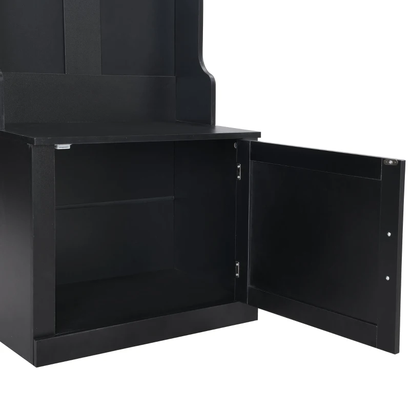 Vinsetto Minimalist Slim Hall Tree with Cabinet & 6 Hanging Hooks, Multi-functional Storage, Elegant Foyer Cabinet for Hallway, Living Room, Black