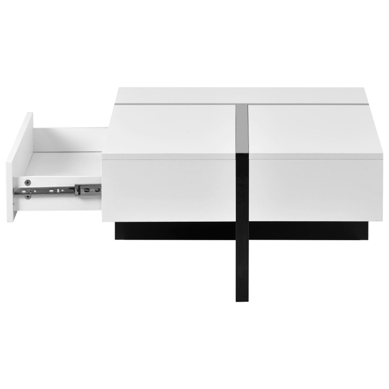 Vinsetto Contemporary Rectangle Coffee Table with Large Drawer, Modern High Gloss Surface, 45" L x 25.5" W x 13.5" H, White