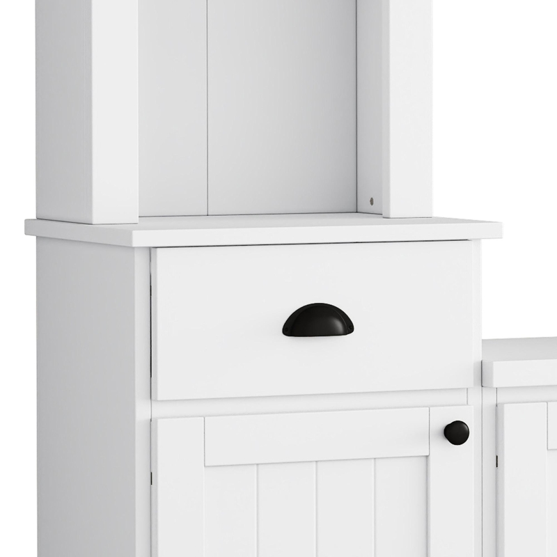 Minimalist Storage TV Stand for TVs Up to 75" with Adjustable Shelves, Entertainment Wall Unit Set for Living Room, 103" L x 15" W x 77" H, White