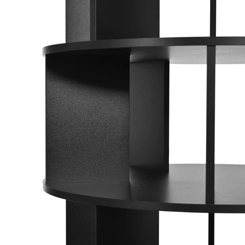 360° Spinning Shoe Cabinet with 5 Grids Per Layer, Adjustable 7-Tier Rotating Shoe Rack Tower, for Living Room, 23.5" L x 23.5" W x 65" H, Black