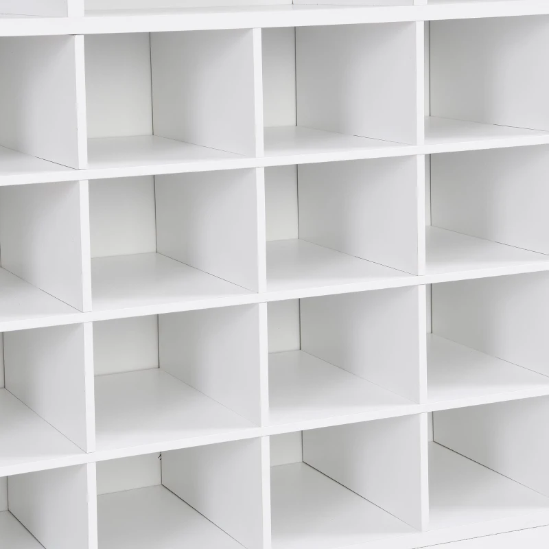 Sleek Design 24-Cubby Shoe Cabinet, Modern Shoe Cabinet with Curved Base, Versatile Sideboard, 45.5" L x 13" W x 35" H, White