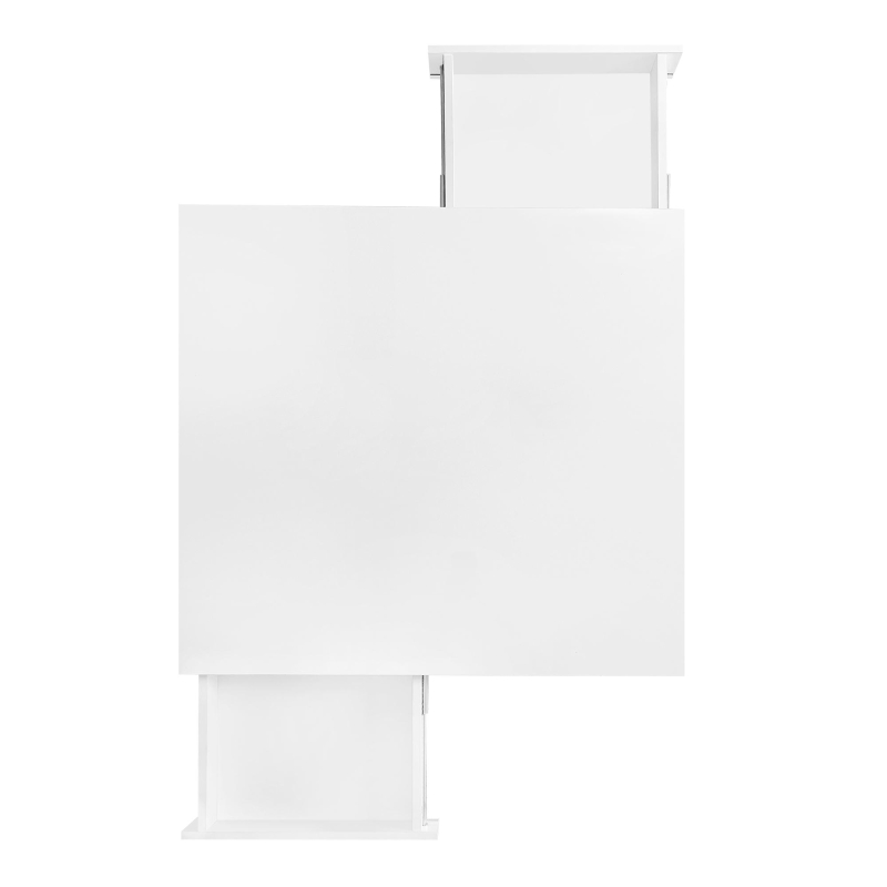 Exquisite High Gloss Coffee Table with 4 Golden Legs, 2 Small Drawers, and 2-Tier Square Design for Living Room, 33.5", White