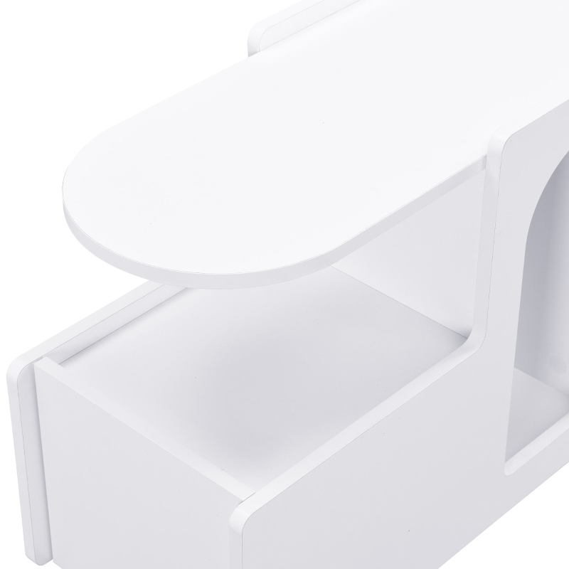 Mobile Multi-Layer Storage End Table with Lockable Wheels, Cream Style Side Table, 12" Narrow Nightstand, 31.5" L x 12" W x 21.5" H, White