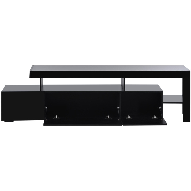 Vinsetto Modern 16-Color LED TV Stand Fits Up to 70" TV, High Gloss Entertainment Center with DVD Shelf, 73" L x 15.5" W x 19.5" H, Black