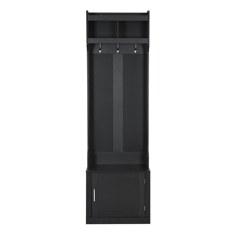 Vinsetto Minimalist Slim Hall Tree with Cabinet & 6 Hanging Hooks, Multi-functional Storage, Elegant Foyer Cabinet for Hallway, Living Room, Black