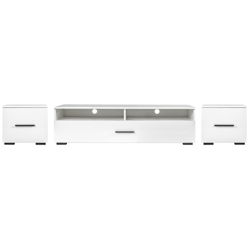 Vinsetto 82.5" Minimalist TV Stand for 90+" TV with Color Changing LED Lights, High Gloss Finish, Modern Entertainment Center, White