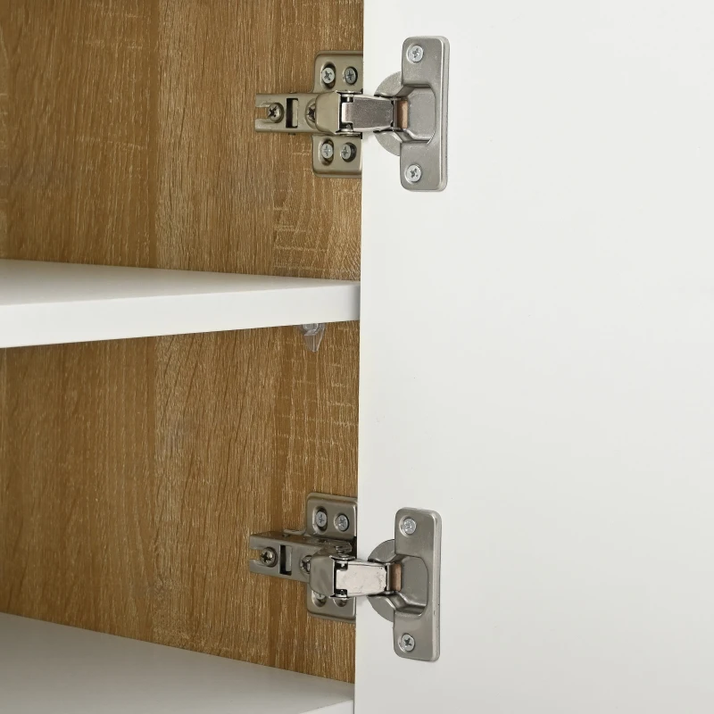 Luxury Fluted TV Stand with Storage Cabinets & Drawers, Smooth Media Console with Golden Wood Grain Legs, 75" L x 14" W x 18" H, White