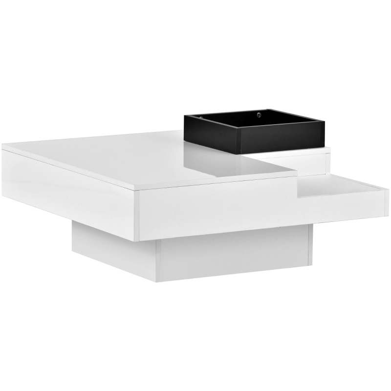 Vinsetto Modern Minimalist 31.5" Square Coffee Table with Detachable Tray and 16-Color LED Strip Lights, Remote Control, White