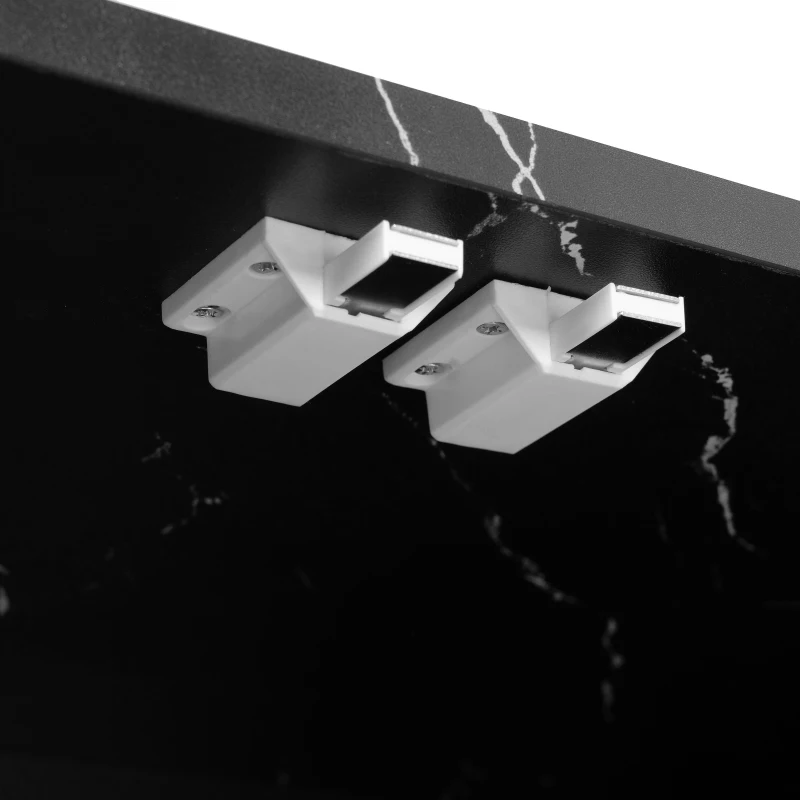 Modern APP Controlled LED TV Stand for TVs Up to 105", Faux Marble Media Console, with Tempered Glass Doors, 2 Drawers & Cabinets, Black