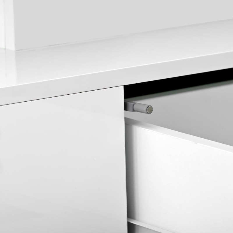 Vinsetto Modern Glossy 2-Tier Rectangle Coffee Table with Drawer, LED Lighting, Center Table for Living Room, 39.5" L x 19.5" W x 15.5" H, White