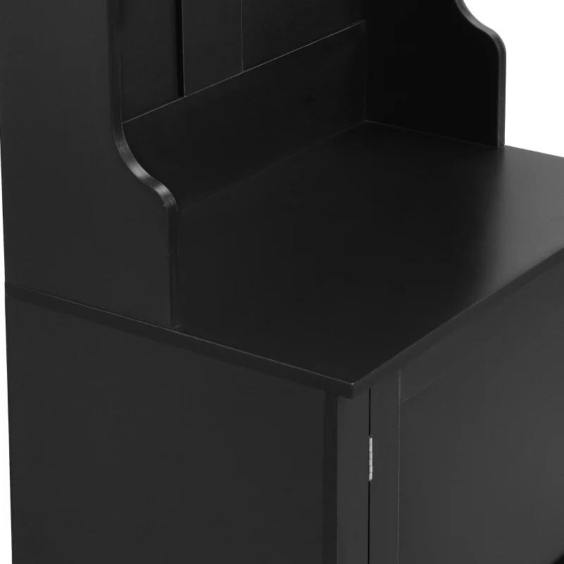 Vinsetto Minimalist Slim Hall Tree with Cabinet & 6 Hanging Hooks, Multi-functional Storage, Elegant Foyer Cabinet for Hallway, Living Room, Black