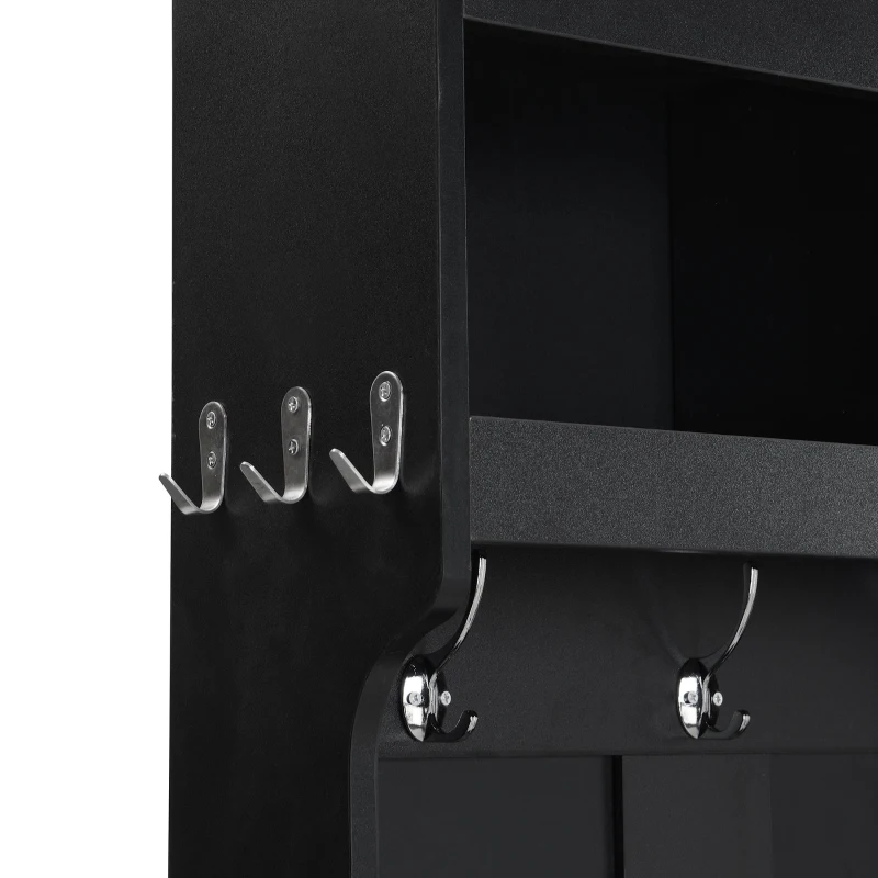 Vinsetto 4-in-1 Wide Storage Hall Tree with Bench and Shoe Cubbies, Multi-functional Entryway Coat Rack, 82.5" L x 15.5" W x 78.5" H, Black