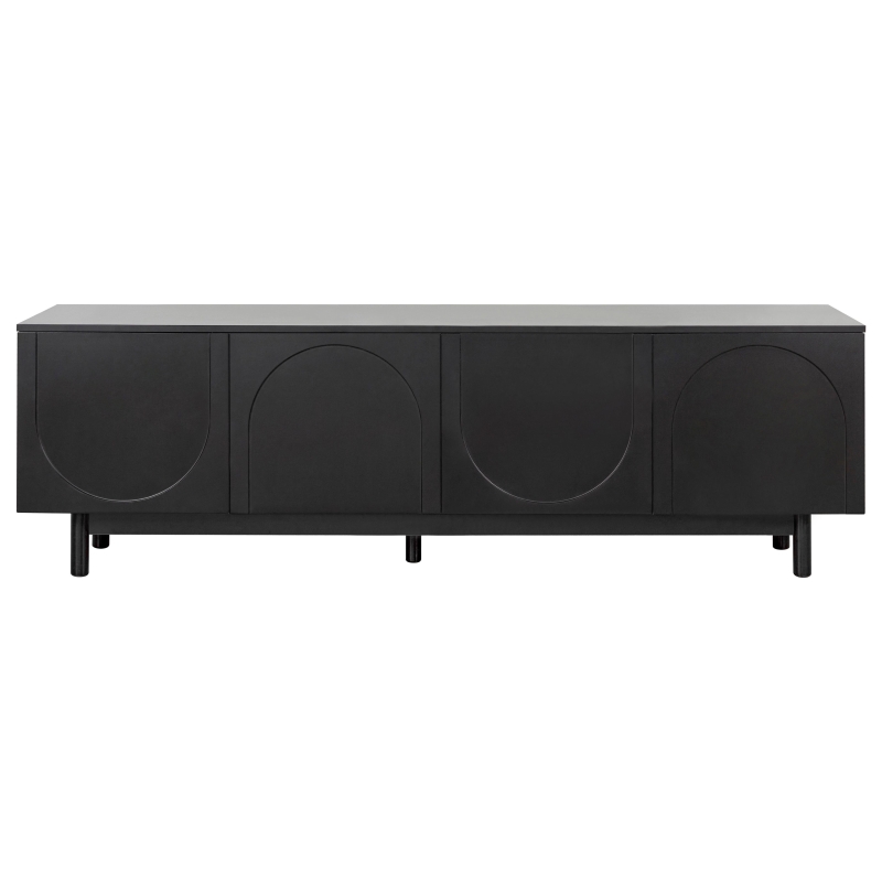 Vinsetto Graceful TV Stand with Arch Cabinets for TVs Up to 78", Minimalist Entertainment Center with Solid Wood Legs and Adjustable Shelves, Black