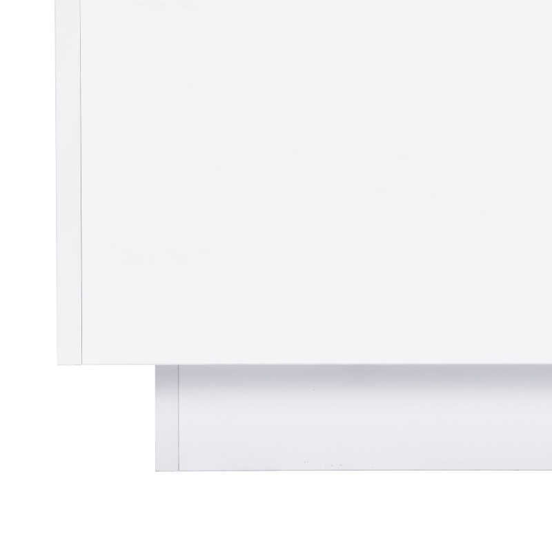 Square High Glossy Coffee Table with 16-Color LED Strip Lights, 0.2'' Glass Top, Modern Center Table for Living Room, 27.5" L x 27.5" W x 14" H, White