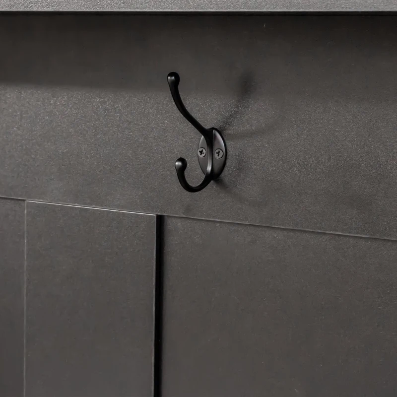 Farmhouse 4-in-1 Hall Tree with Bench and Adjustable Shelves, Multifunctional Storage Coat Rack with Hooks, 55" L x 16.5" W x 73.5" H, Black