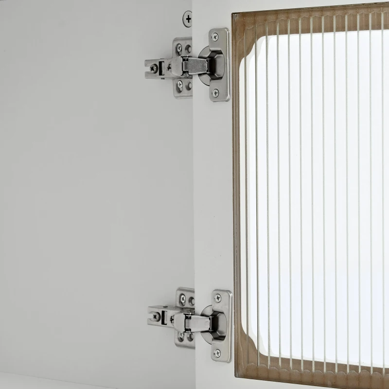 Vinsetto Retro Design TV Stand with Fluted Glass Doors, 2 Drawers and Cabinets, Fits TVs Up to 78", 70" L x 16" W x 22" H, White