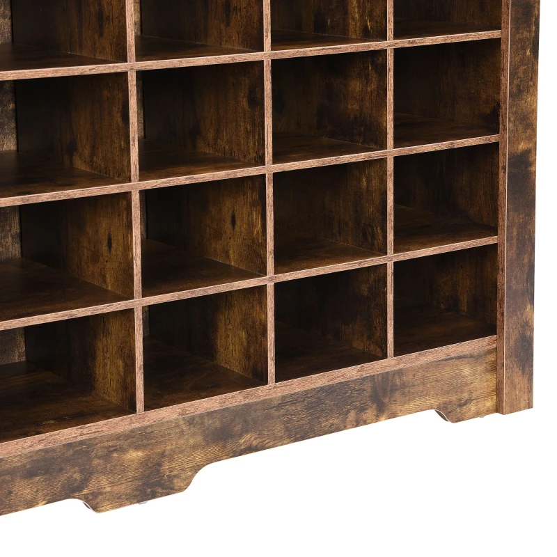 Modern Shoe Cabinet with 24 Cubbies, Versatile Sideboard, Sleek Design, Particle Board, 45.5" L x 13" W x 35" H, Rustic Brown