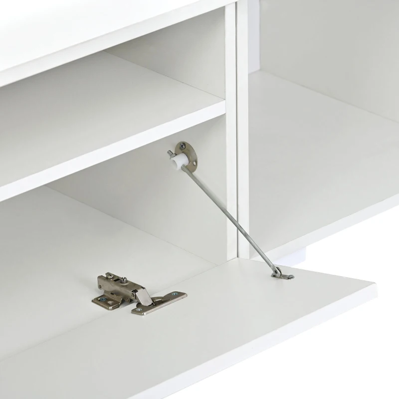 Vinsetto Modern TV Stand Fits TVs Up to 90" with Push to Open Doors, LED Lights, Rattan Style Entertainment Center, 82.5" L x 15.5" W x 14" H, White