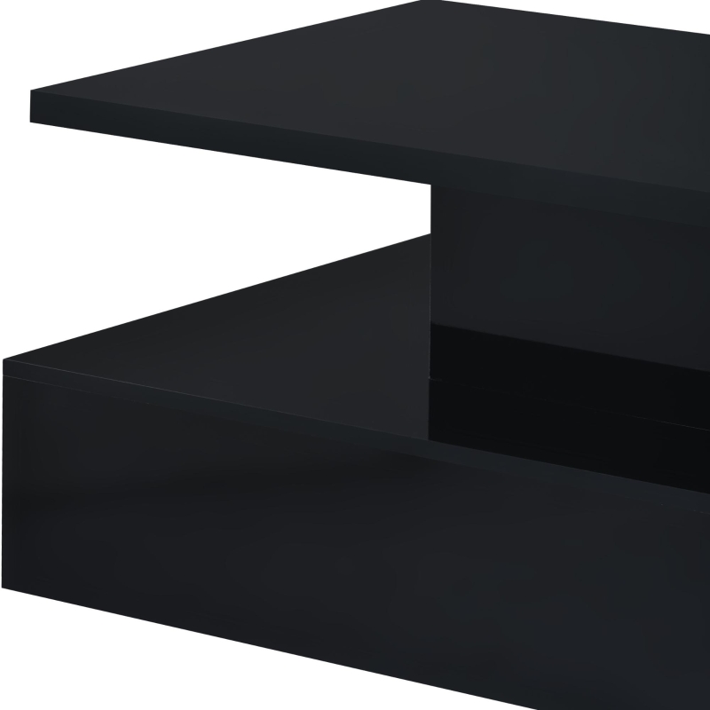 Modern Industrial Design Coffee Table with LED Lighting, 16 Colors with Remote Control, Easy Assembly, 47" L x 23.5" W x 18" H, Black