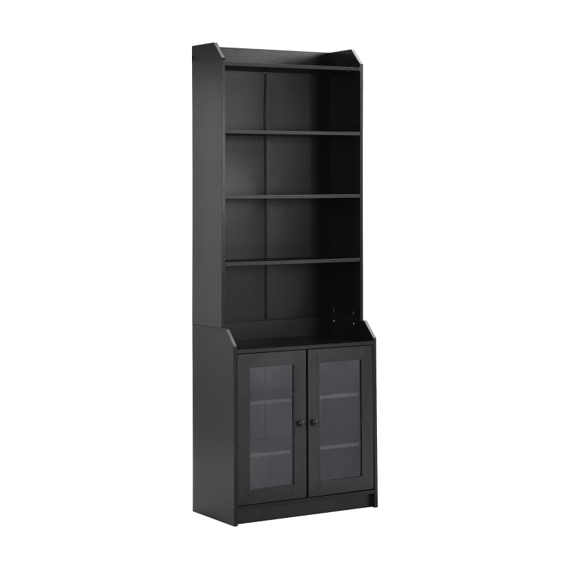 Vinsetto Elegant Tall Cabinet with Acrylic Door, Adjustable Shelves, and Graceful Curves, 27.5" L x 14.5" W x 78.5" H, Black