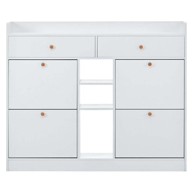 Vinsetto Modern Shoe Cabinet with 4 Flip Drawers, 2-Tier Shoe Storage Organizer, Shoe Rack for Entrance Hallway, 50.5" L x 9.5" W x 42.5" H, White