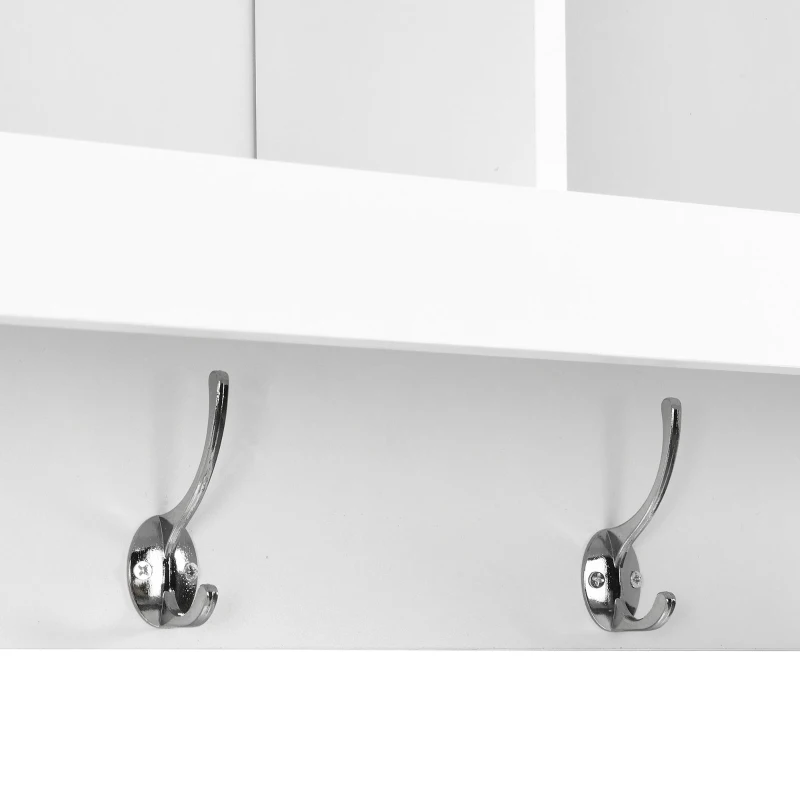 Vinsetto 4-in-1 Wide Storage Hall Tree with Bench and Shoe Cubbies, Multi-functional Entryway Coat Rack, 82.5" L x 15.5" W x 78.5" H, White