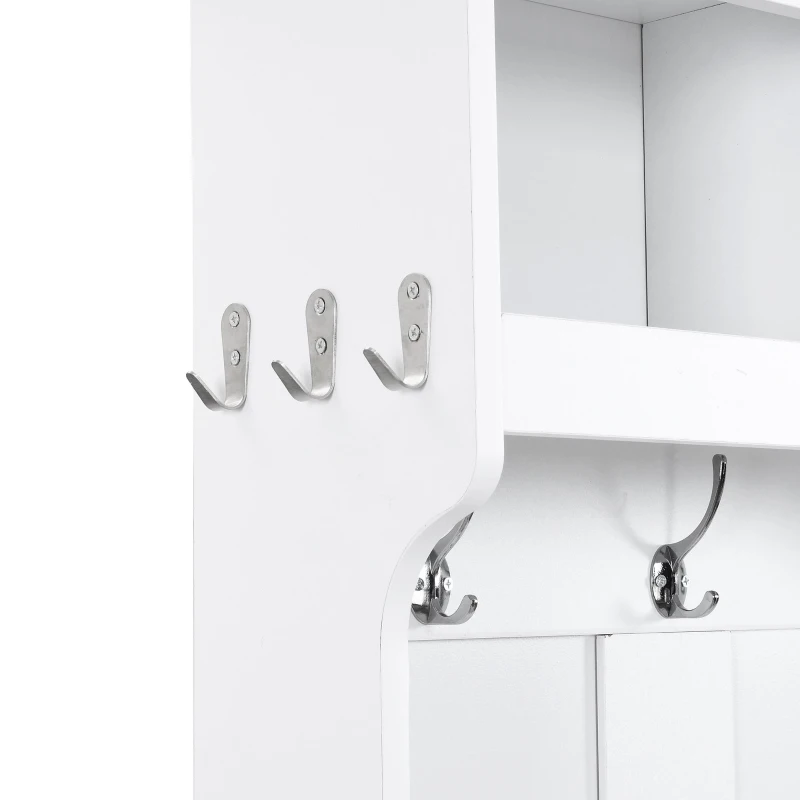 Vinsetto 4-in-1 Wide Storage Hall Tree with Bench and Shoe Cubbies, Multi-functional Entryway Coat Rack, 82.5" L x 15.5" W x 78.5" H, White