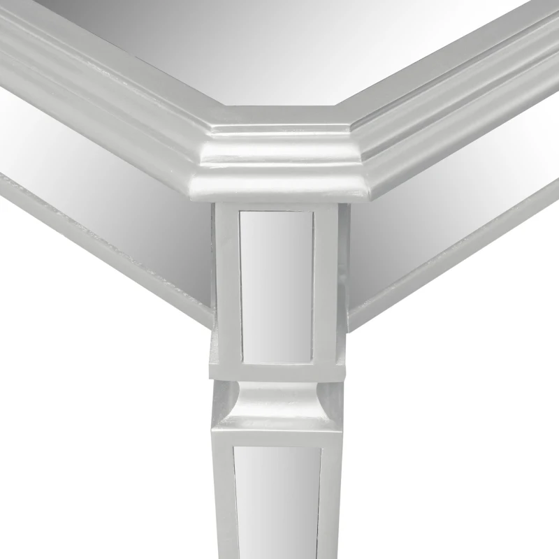 Modern Glass Mirrored End Side Table, Versatile Design with Adjustable Legs, Sleek Corner Table for Living Room or Bedroom, Silve