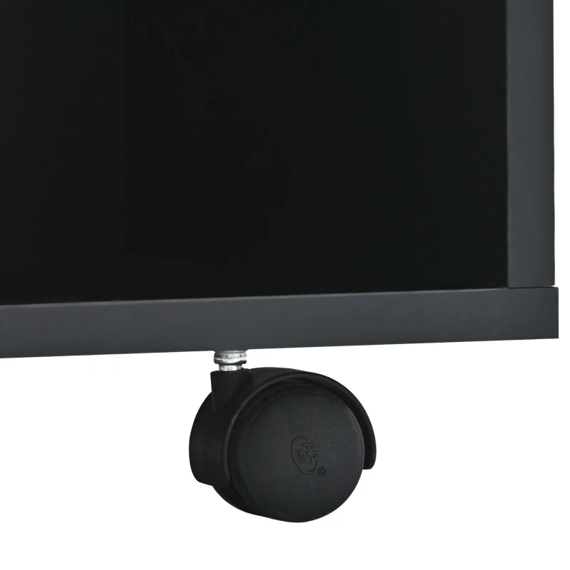 Vinsetto Modern 2-Layer Coffee Table with Casters and Removable Tray, Square Cocktail Table with UV High-Gloss Marble Design, White+Black