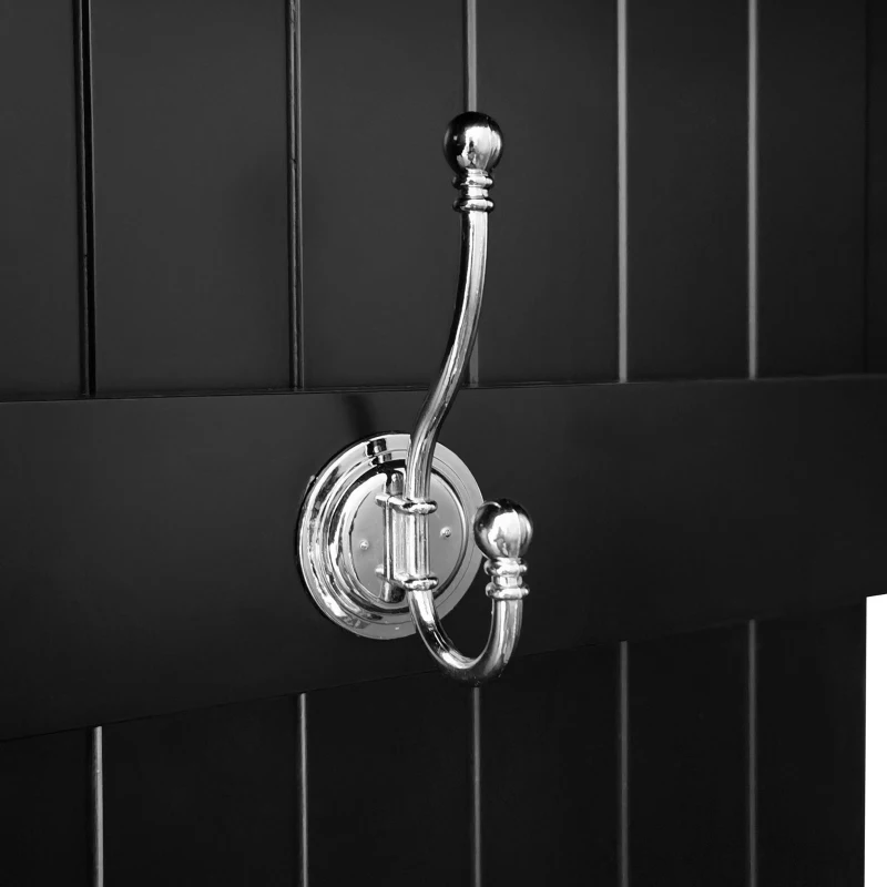 Vinsetto Elegant Hall Tree with Bench and Cushion, Modern Coat Rack with Hooks, Shoe Cabinet Storage, 59" L x 15.5" W x 78.5" H, Black