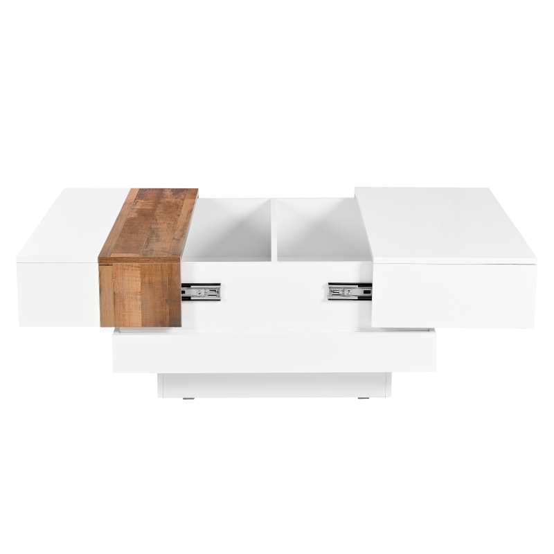 Vinsetto 31.5'' Square Coffee Table with Sliding Tabletop, High Gloss Finish, Hidden Storage Compartment, Extendable to 45.5'', White