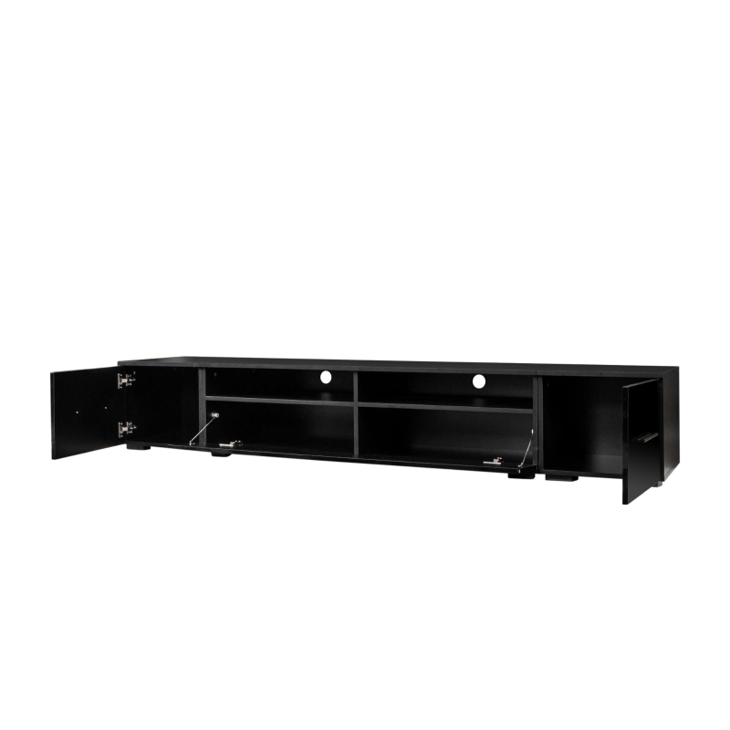 Vinsetto 82.5" Minimalist TV Stand for 90+" TV with Color Changing LED Lights, High Gloss Finish, Modern Entertainment Center, Black