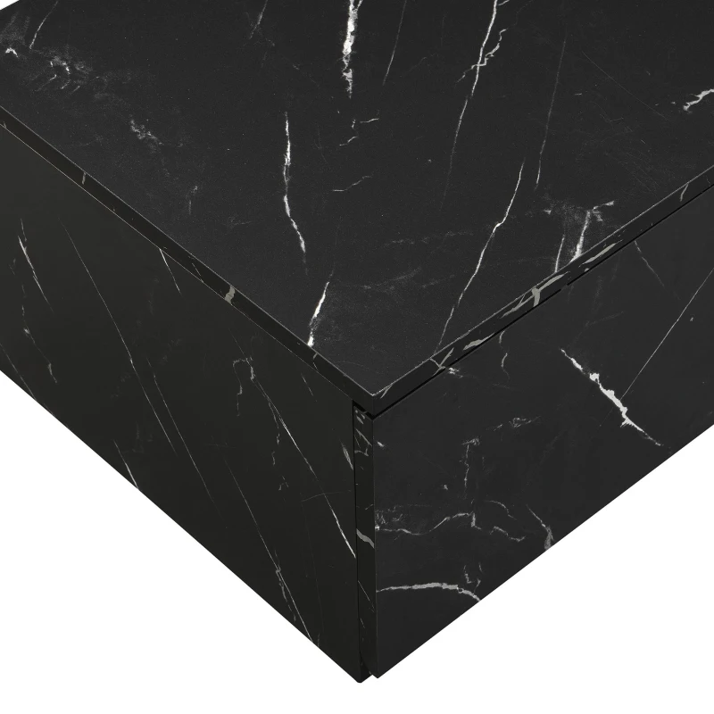 TV Stand with Faux Marble and Walnut Finish, Modular Entertainment Center for TVs up to 88", 4 Storage Drawers, Black