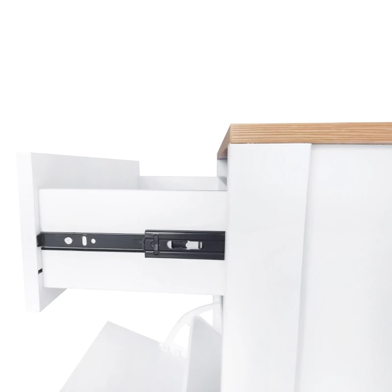 Functional Shoe Cabinet with 2 Flip Drawers, Adjustable Shoe Rack, Wood Grain Top, and Extra Storage, 24" L x 9.5" W x 47.5" H, White