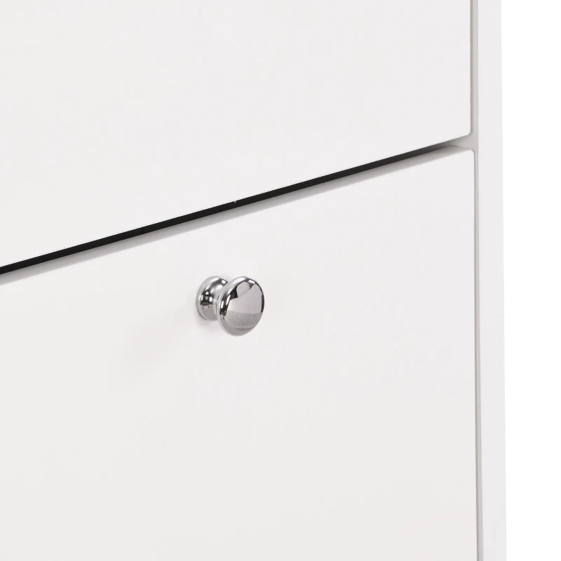 Vinsetto Narrow Design Shoe Cabinet with 3 Flip Drawers, Wood Grain Top, Adjustable Shelves, and 3 Hooks, 31.5" L x 9.5" W x 48" H, White