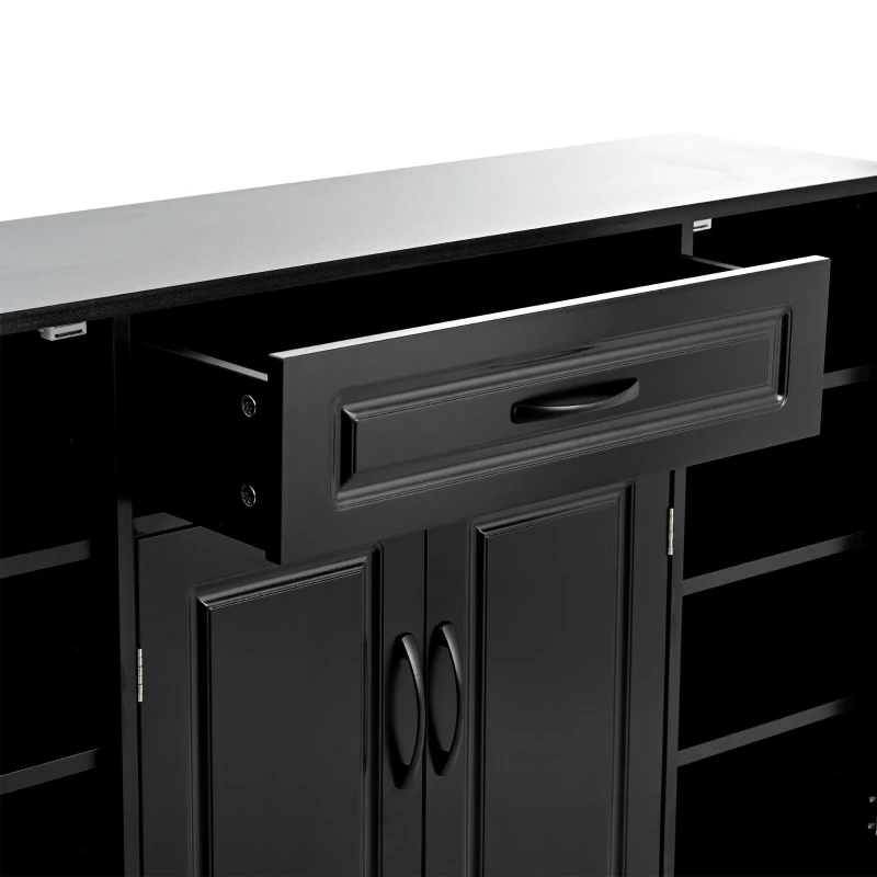 Vinsetto Sleek and Modern Shoe Cabinet with Adjustable Shelves, Minimalist Shoe Storage Organizer, Space-Saving Design, 47.5" L x 12" W x 39.5" H, Black