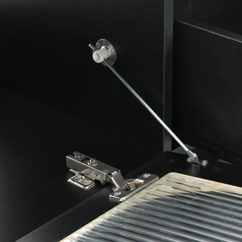 Vinsetto TV Stand with Fluted Tempered Glass Doors for TVs Up to 95", Media Console with APP-Controlled LED Light, 87" L x 16" W x 16" H, Black