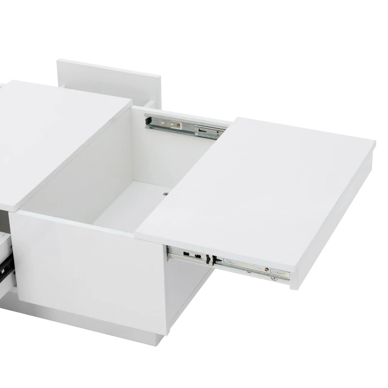 Coffee Table with Hidden Storage, Extendable Cocktail Table with Drawers, Sliding Top for Living Room, 39.5" L x 22" W x 12.5" H, White