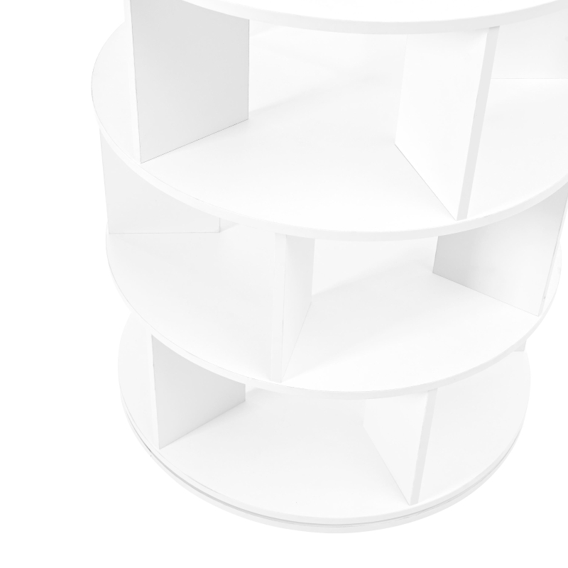 360° Spinning Shoe Cabinet with 5 Grids Per Layer, Adjustable 7-Tier Rotating Shoe Rack Tower, for Living Room, 23.5" L x 23.5" W x 65" H, White
