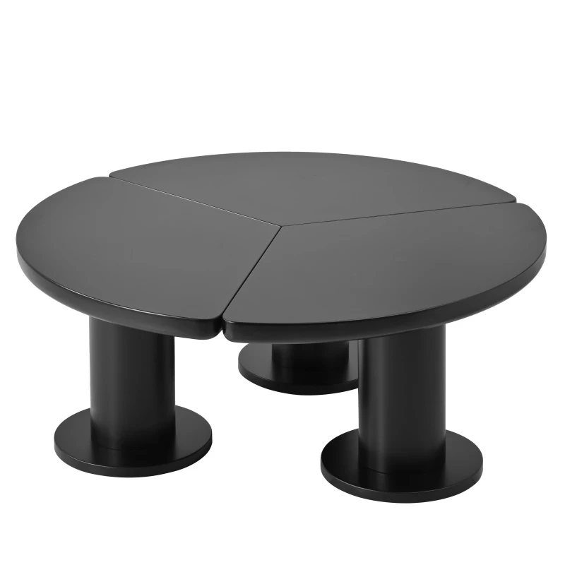 Round Petal-Shaped Coffee Table with Thick Legs and Sleek Edges, Minimalist Design, 39.5" Diameter, Easy Assembly, Black
