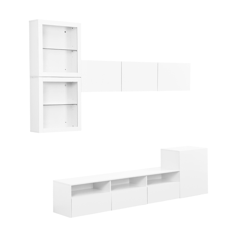Vinsetto High Gloss TV Stand for TVs Up to 78" with Ample Storage, Media Console, Wall Mounted Floating Cabinets, 93" L x 15" W x 26" H, White