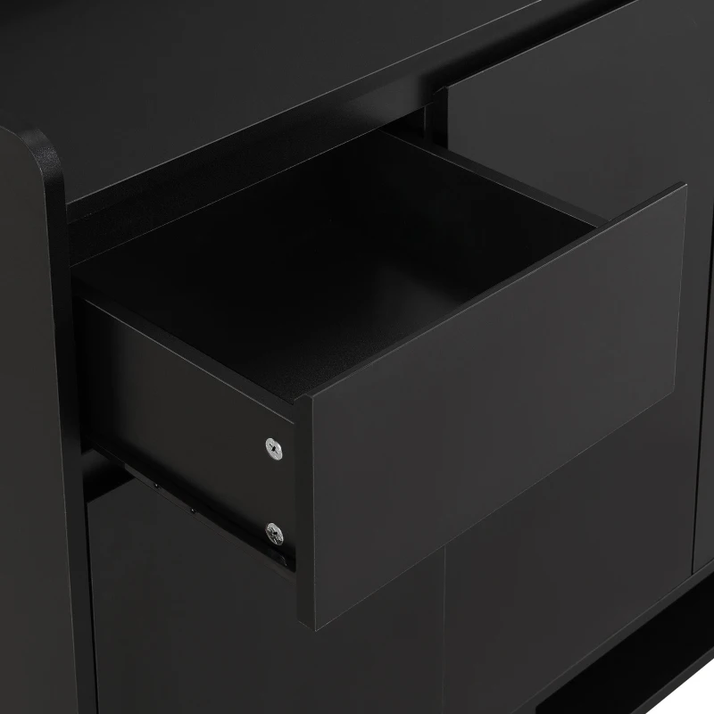 Sleek and Contemporary Shoe Cabinet with Adjustable Shelves, Solid Wood Legs, and Ample Storage, 55.5" L x 14" W x 39.5" H, Black
