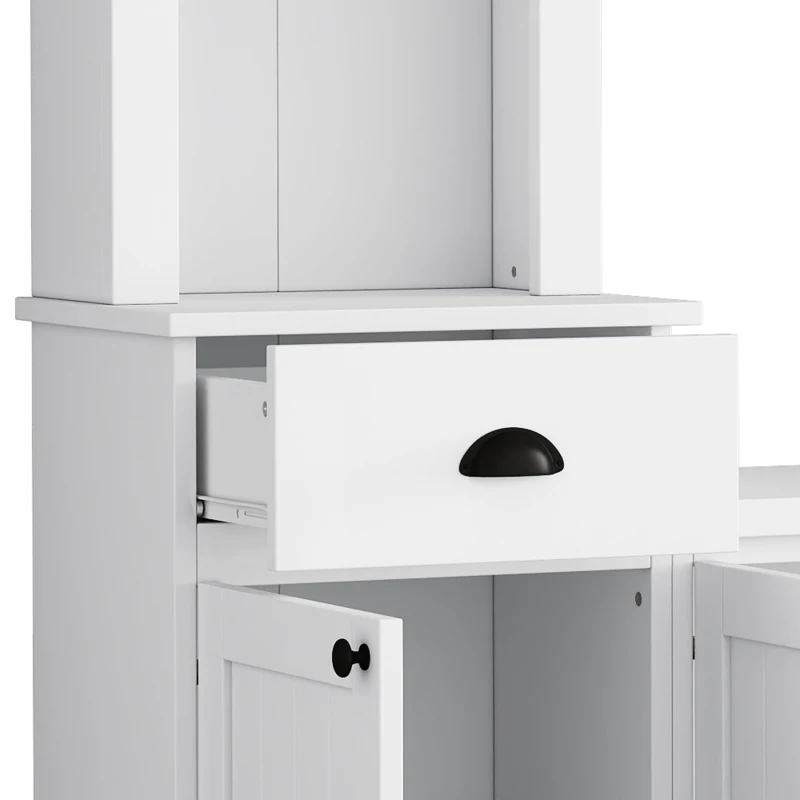 Minimalist Storage TV Stand for TVs Up to 75" with Adjustable Shelves, Entertainment Wall Unit Set for Living Room, 103" L x 15" W x 77" H, White